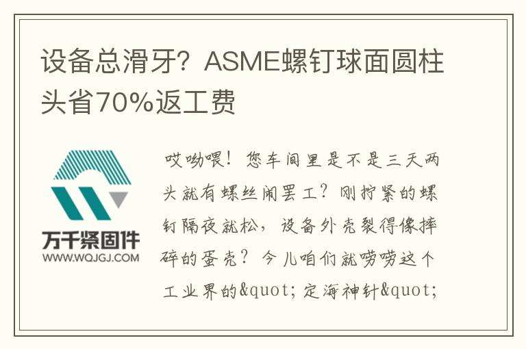 設(shè)備總滑牙？ASME螺釘球面圓柱頭省70%返工費(fèi)