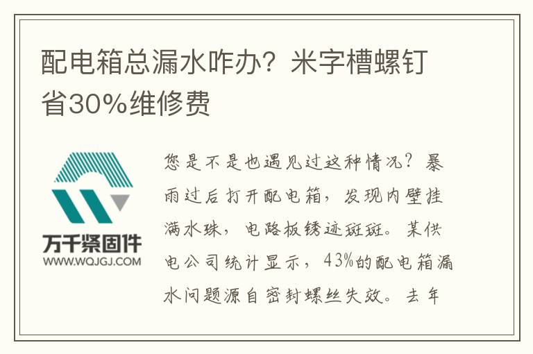 配電箱總漏水咋辦？米字槽螺釘省30%維修費(fèi)