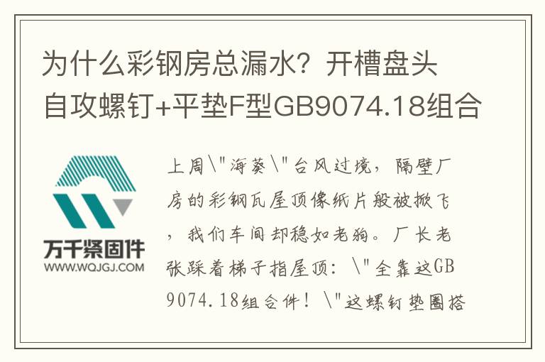 為什么彩鋼房總漏水？開(kāi)槽盤(pán)頭自攻螺釘+平墊F型GB9074.18組合省30%維修費(fèi)