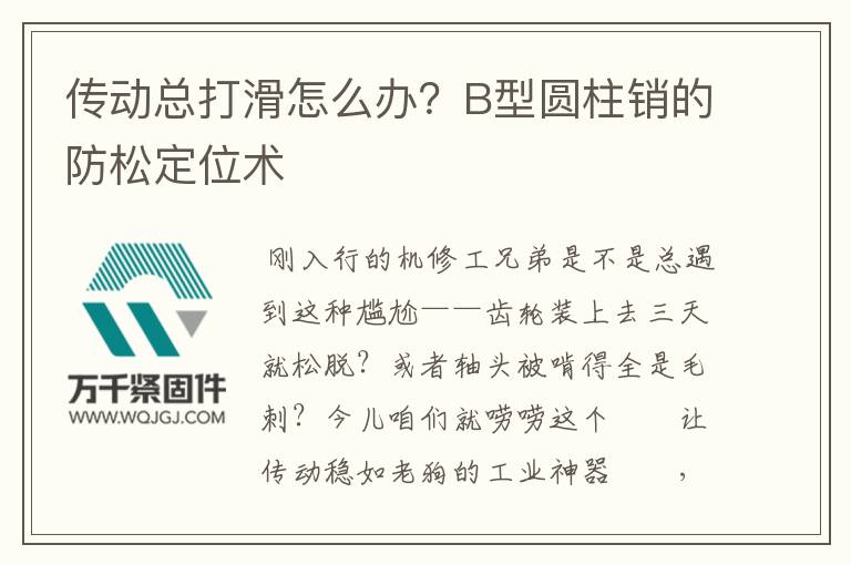 傳動(dòng)總打滑怎么辦？B型圓柱銷(xiāo)的防松定位術(shù)