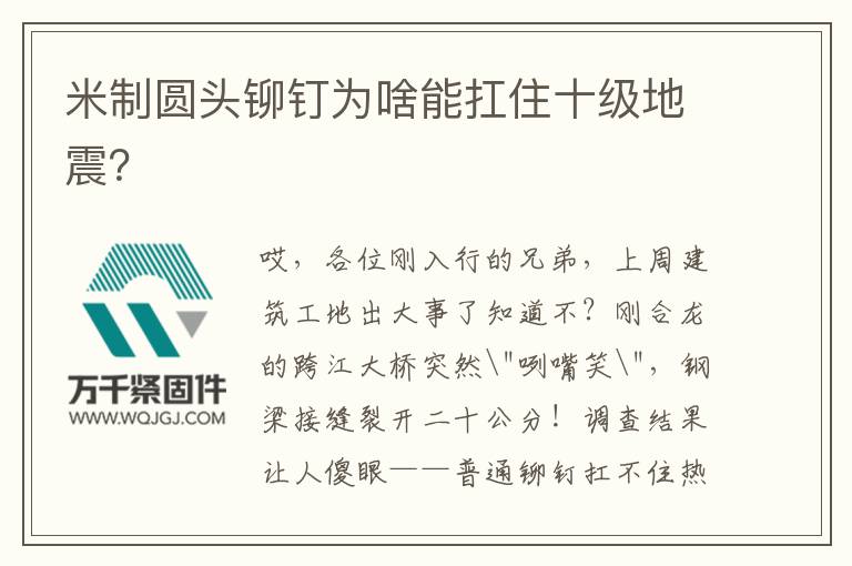 米制圓頭鉚釘為啥能扛住十級(jí)地震？